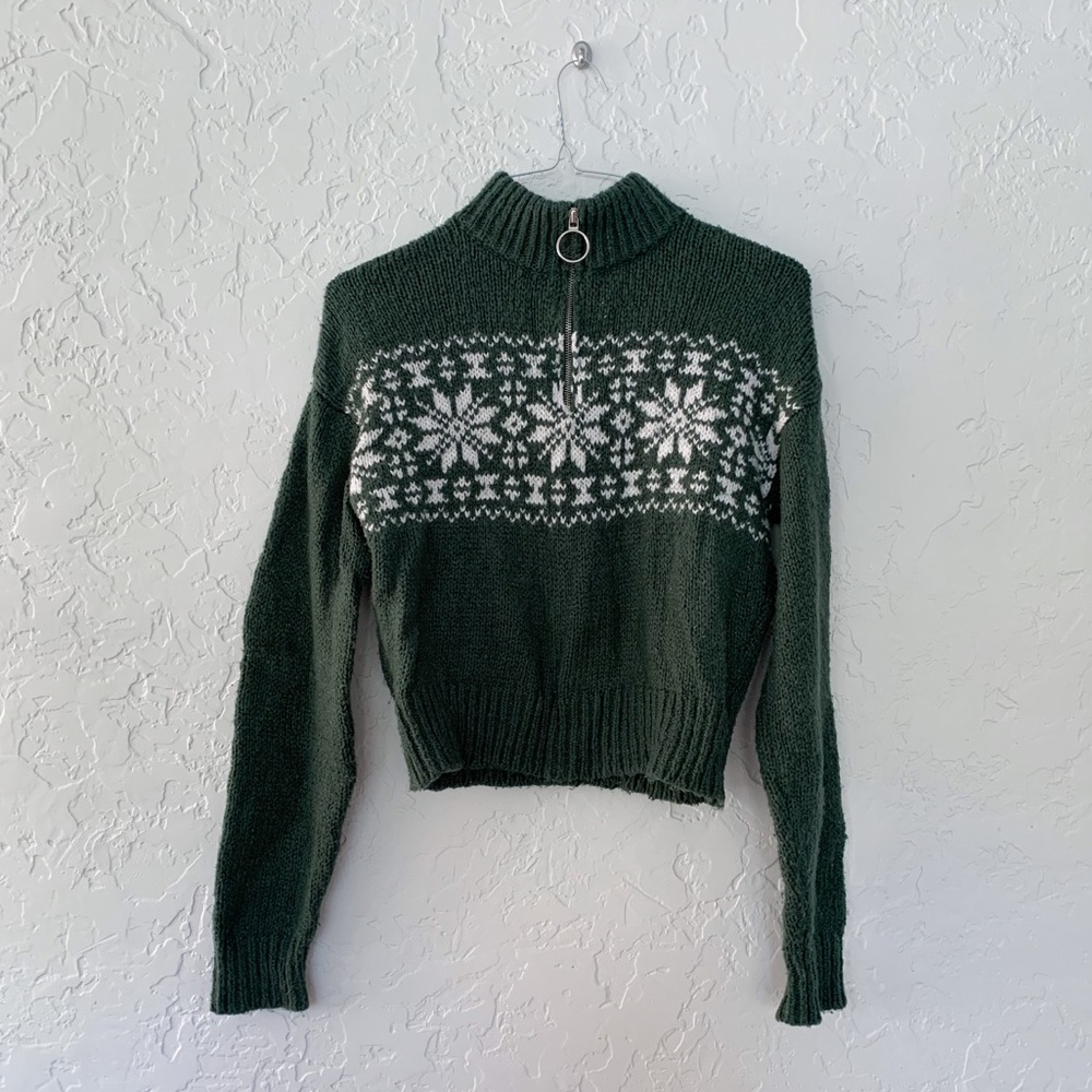 Pacsun Christmas Quarter Zip Mock Neck Sweater